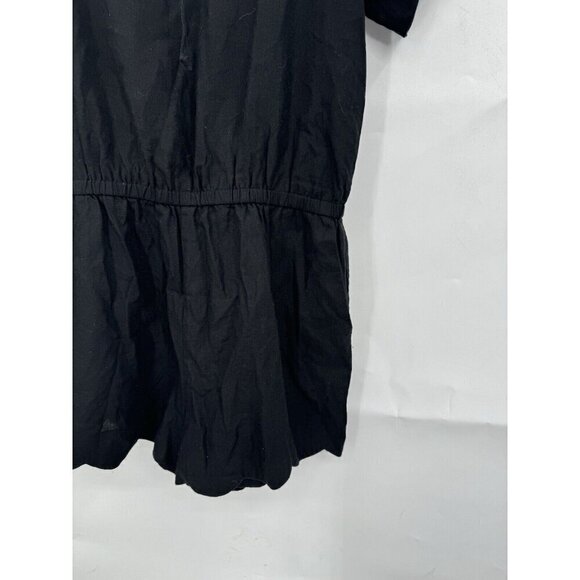 J. Crew Romper Women XS Black Linen Lyocell Blend Scalloped Minimalist Modern - Picture 4 of 9